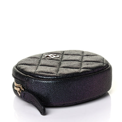 Chanel Iridescent Caviar Quilted Zip Around Classic Coin Purse Black 3 of 5