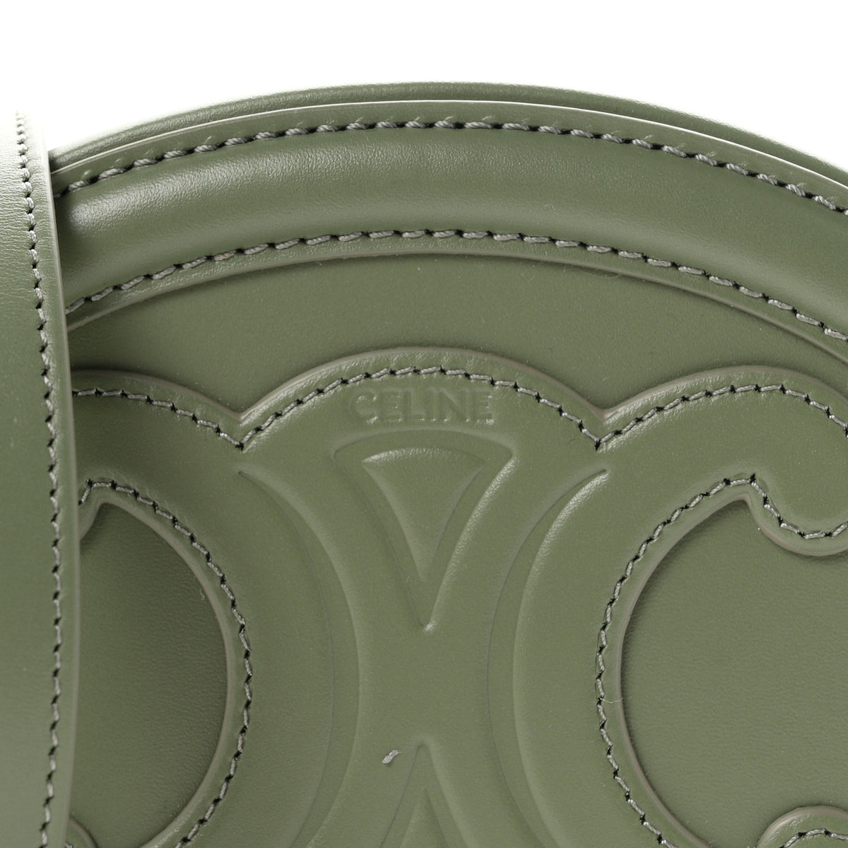 Smooth Calfskin Cuir Small Triomphe Oval Crossbody Purse Sage