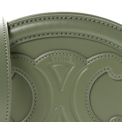 Celine Smooth Calfskin Cuir Small Triomphe Oval Crossbody Purse Sage 8 of 10