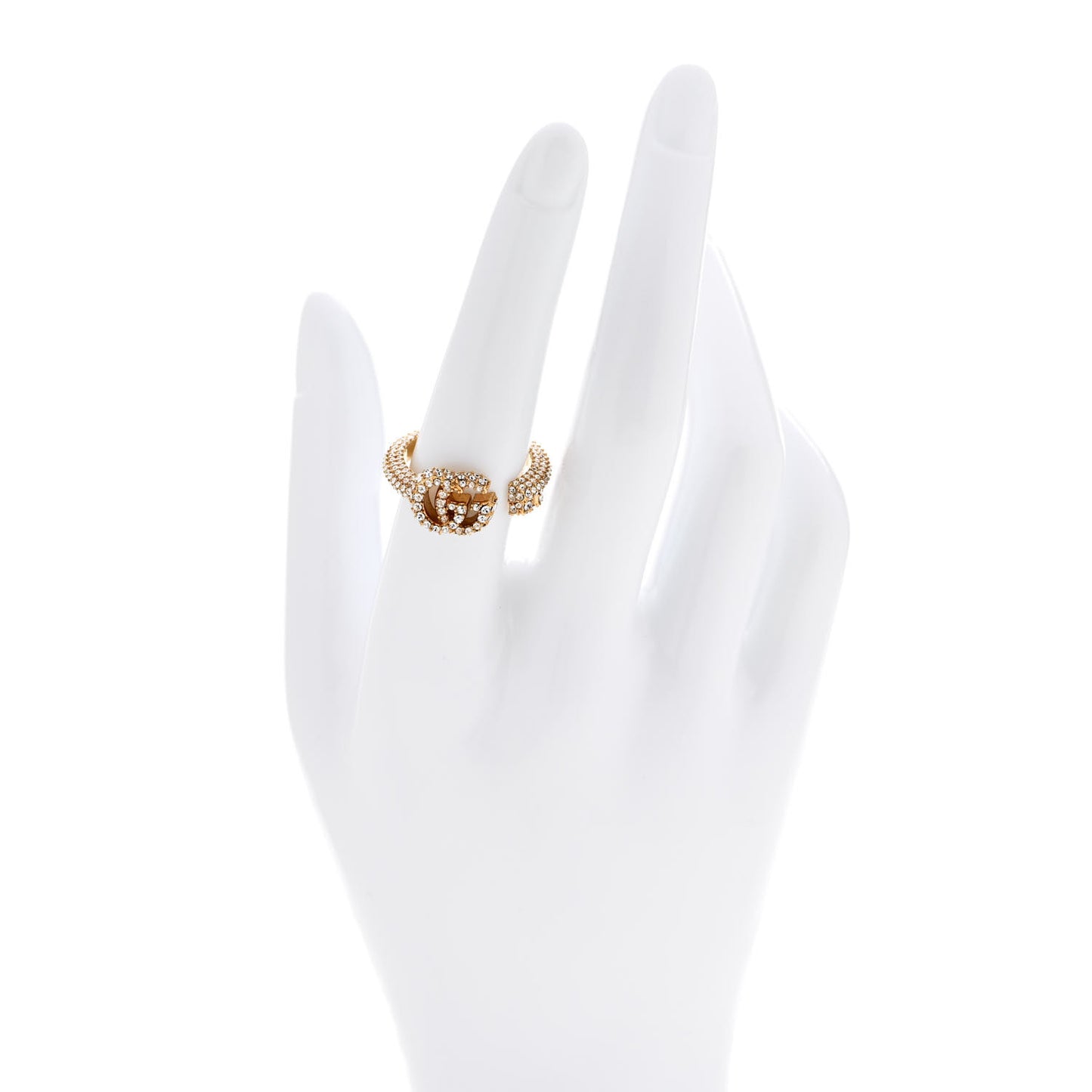 Crystal Double G Ring M 56 7.5 Aged Gold