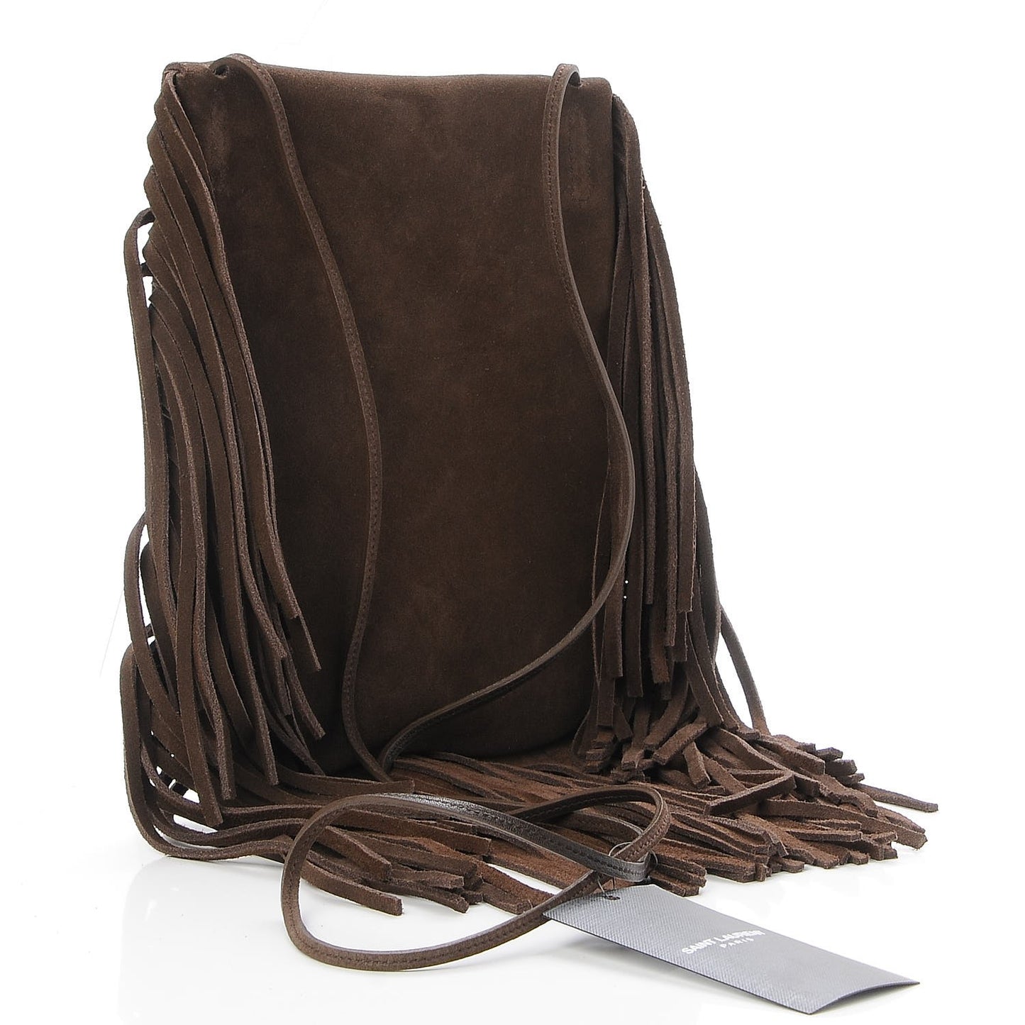 Suede Fringe Flat Anita Crossbody Bag Coffy Marrone