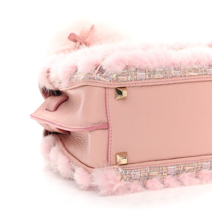 MCM Tweed Mink Fur Sequin Mini Tote Pink Blush 9 of 15