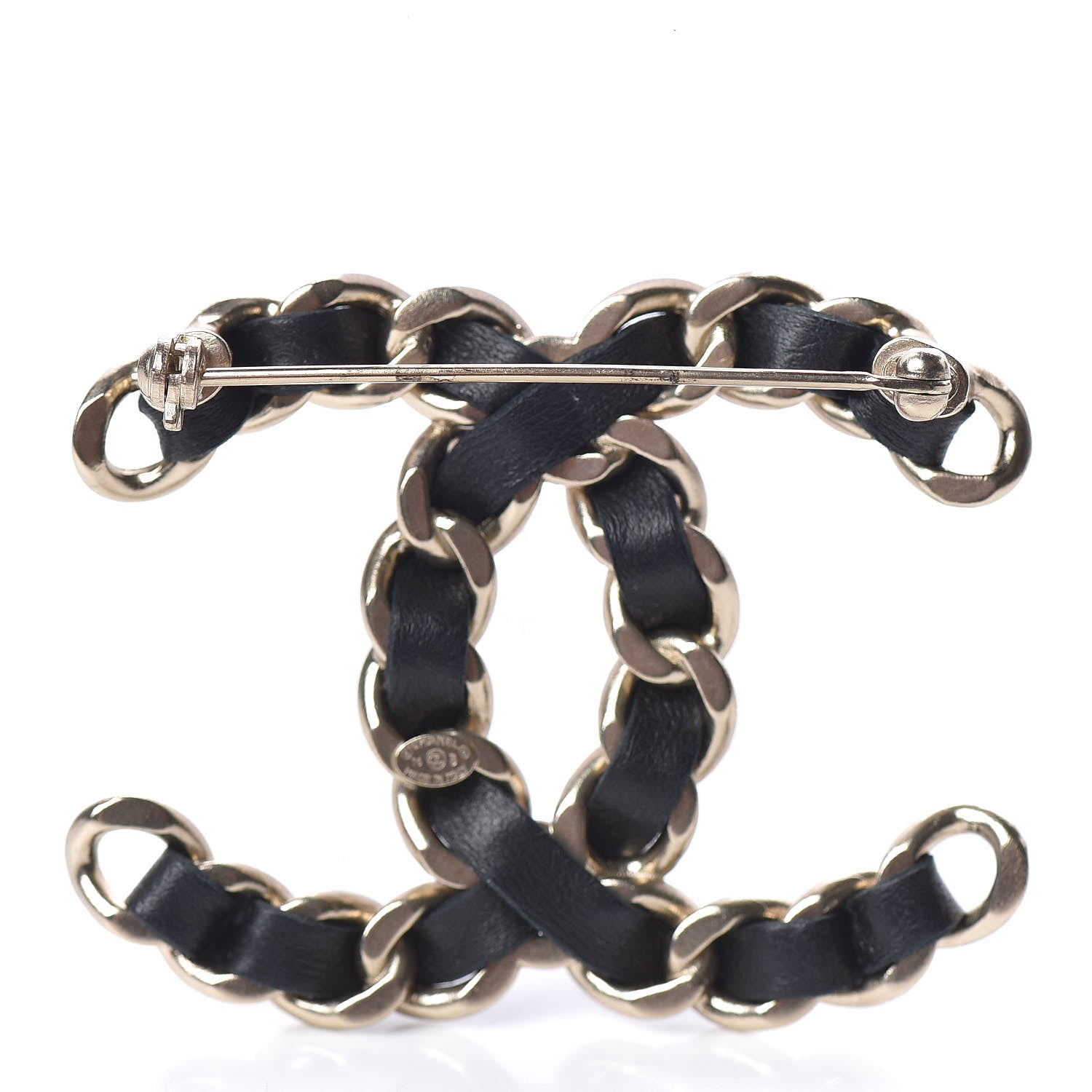 Chanel Lambskin Chain CC Brooch Black Gold 3 of 4