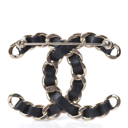 Chanel Lambskin Chain CC Brooch Black Gold 3 of 4