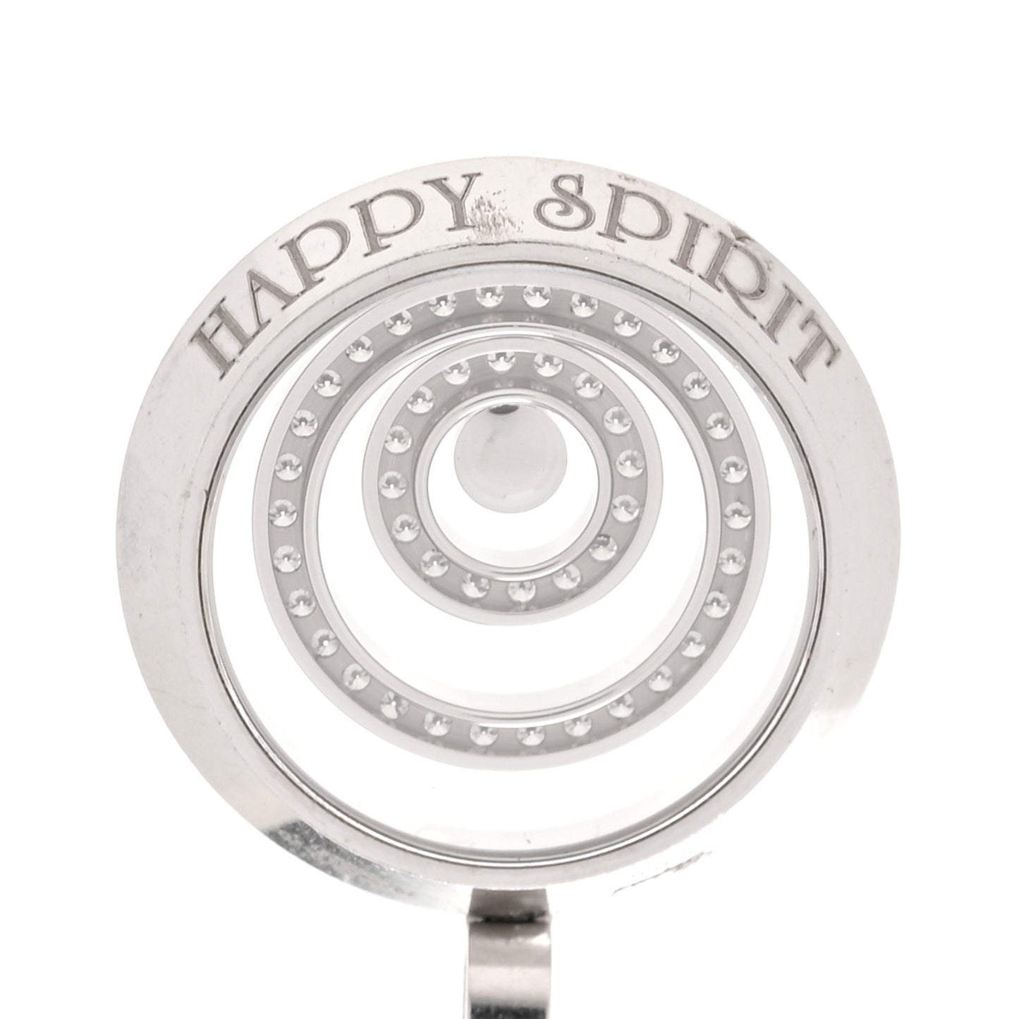 18K White Gold Diamond Happy Spirit Three-Ring Pendant Necklace