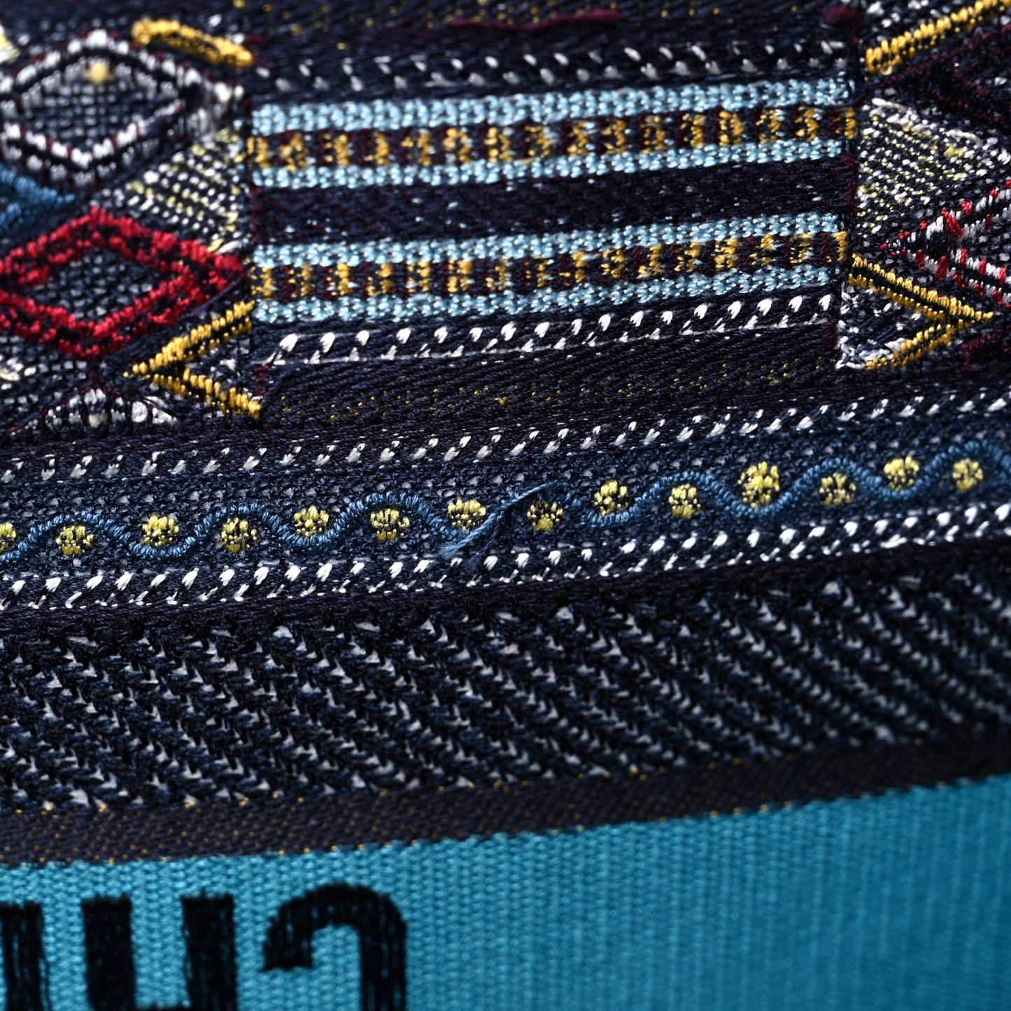 Canvas Embroidered Book Tote Blue Multicolor