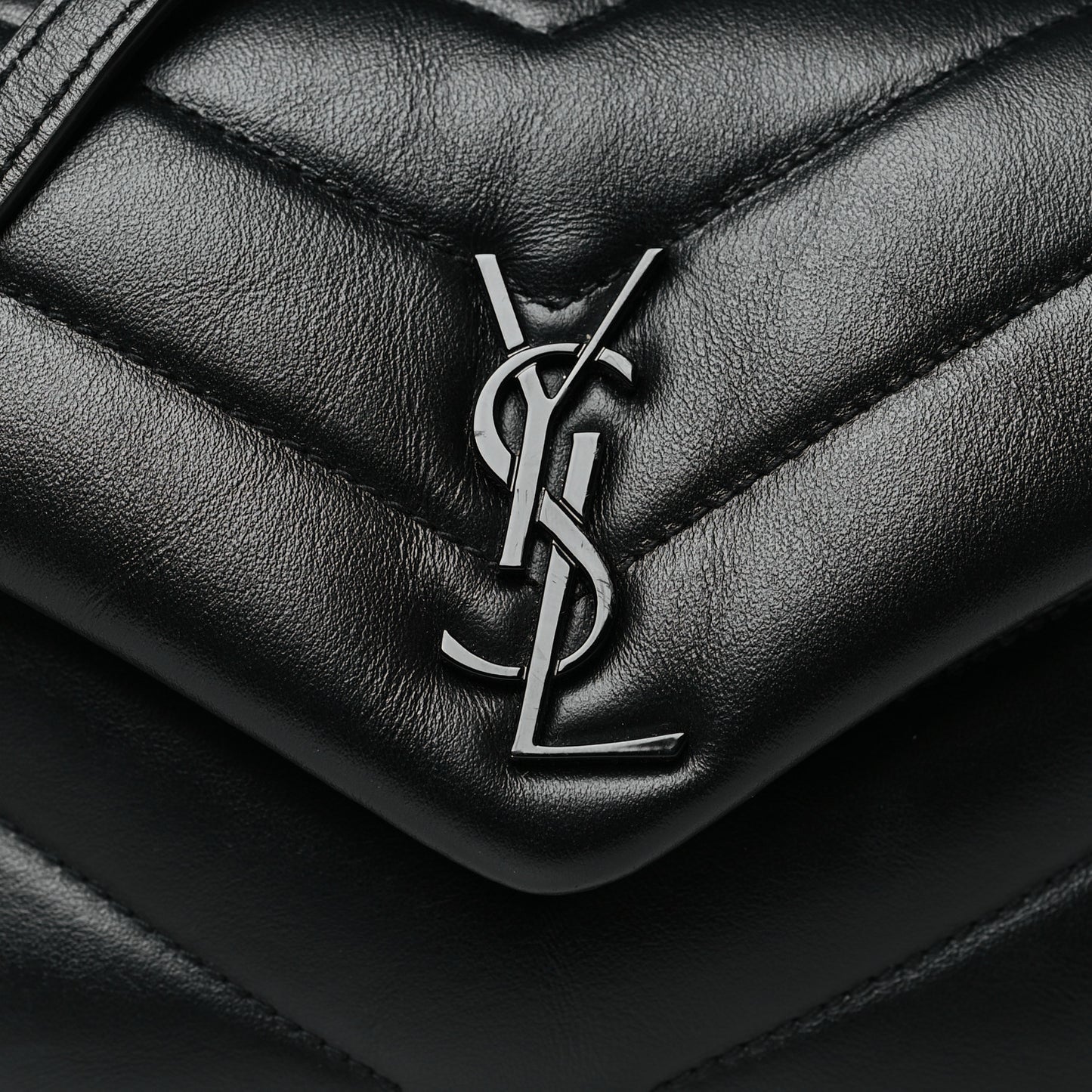 Calfskin Y Quilted Monogram Monochrome Toy Loulou Crossbody Bag Black