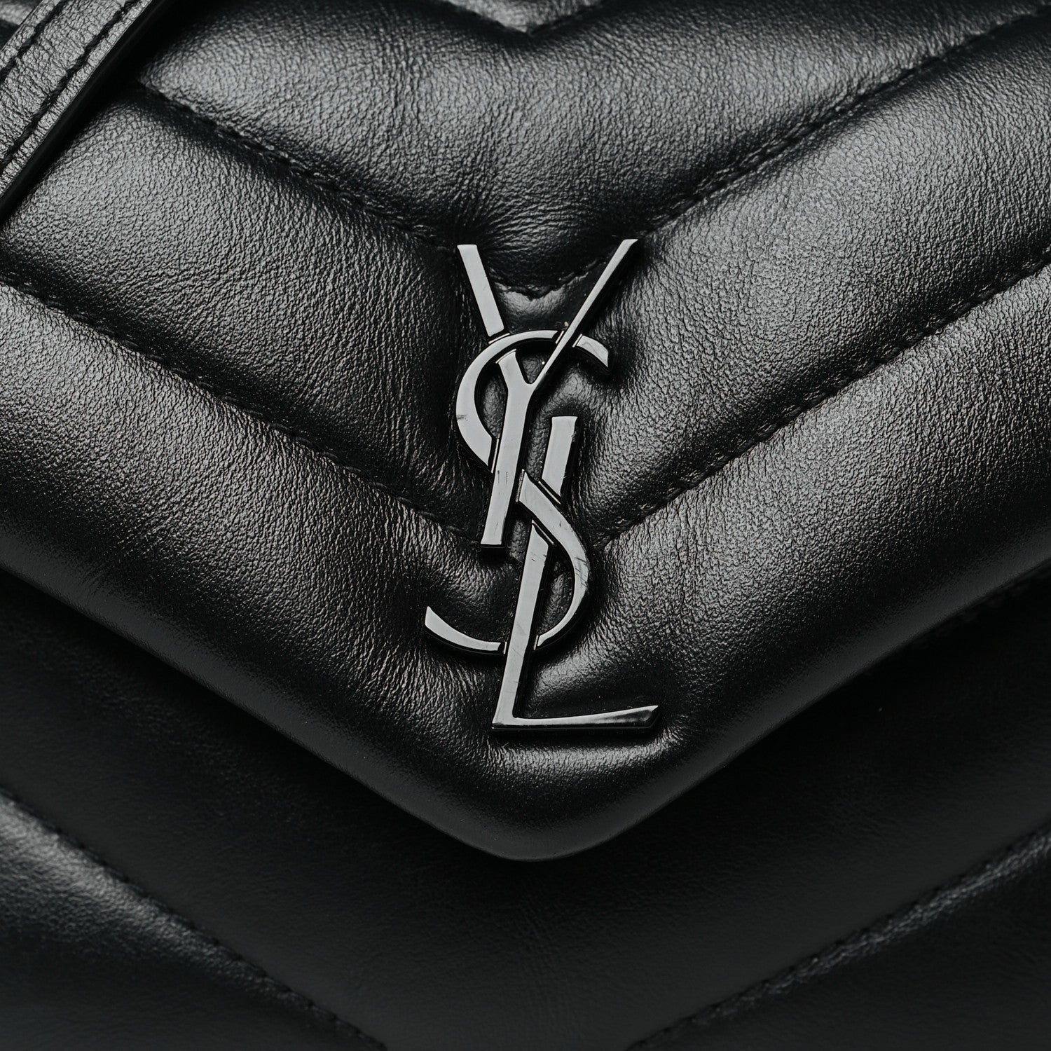 Saint Laurent Calfskin Y Quilted Monogram Monochrome Toy Loulou Crossbody Bag Black 8 of 10