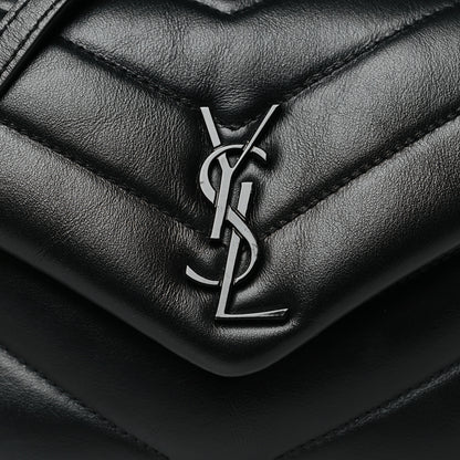 Saint Laurent Calfskin Y Quilted Monogram Monochrome Toy Loulou Crossbody Bag Black 8 of 10