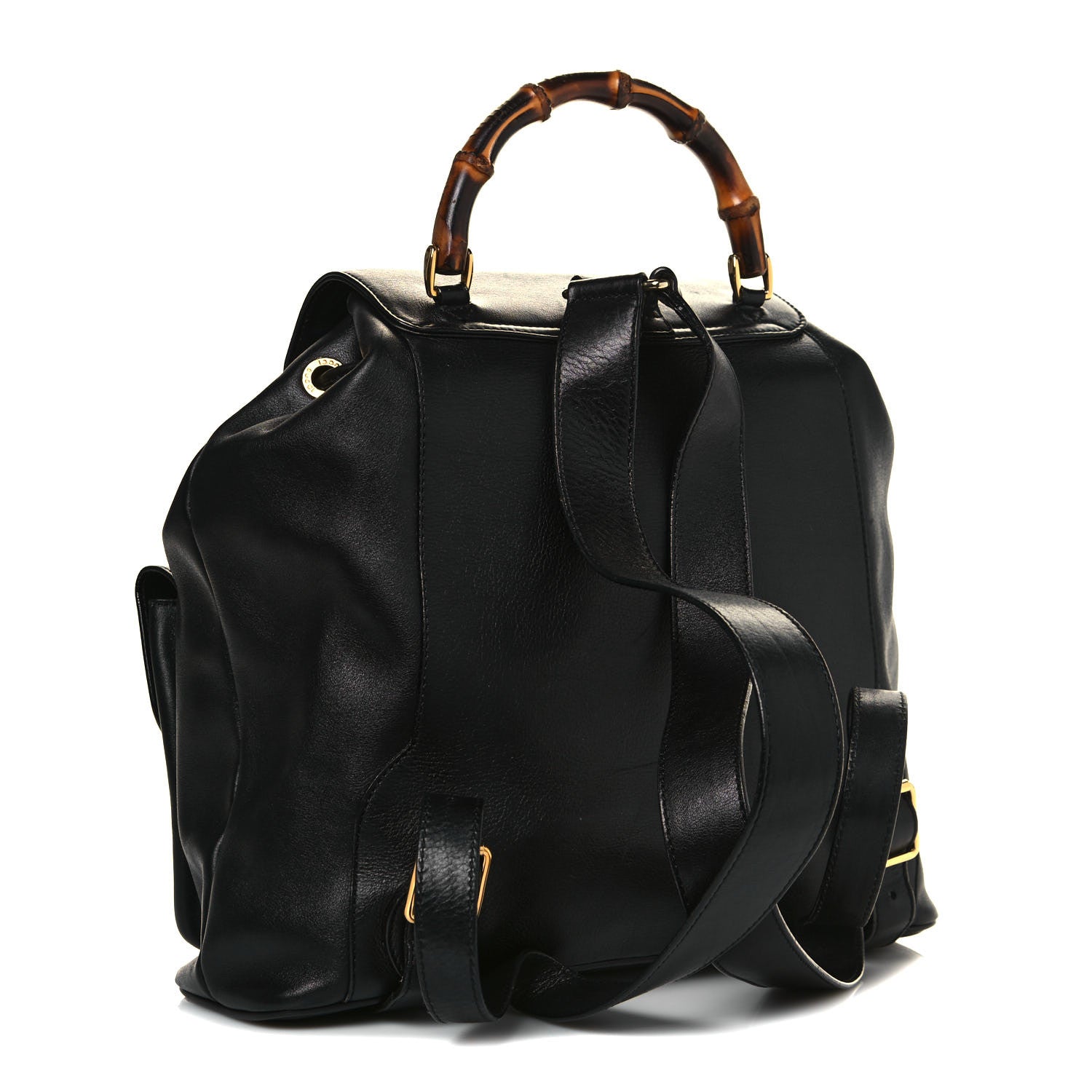 Gucci Calfskin Bamboo Backpack Black 2 of 15