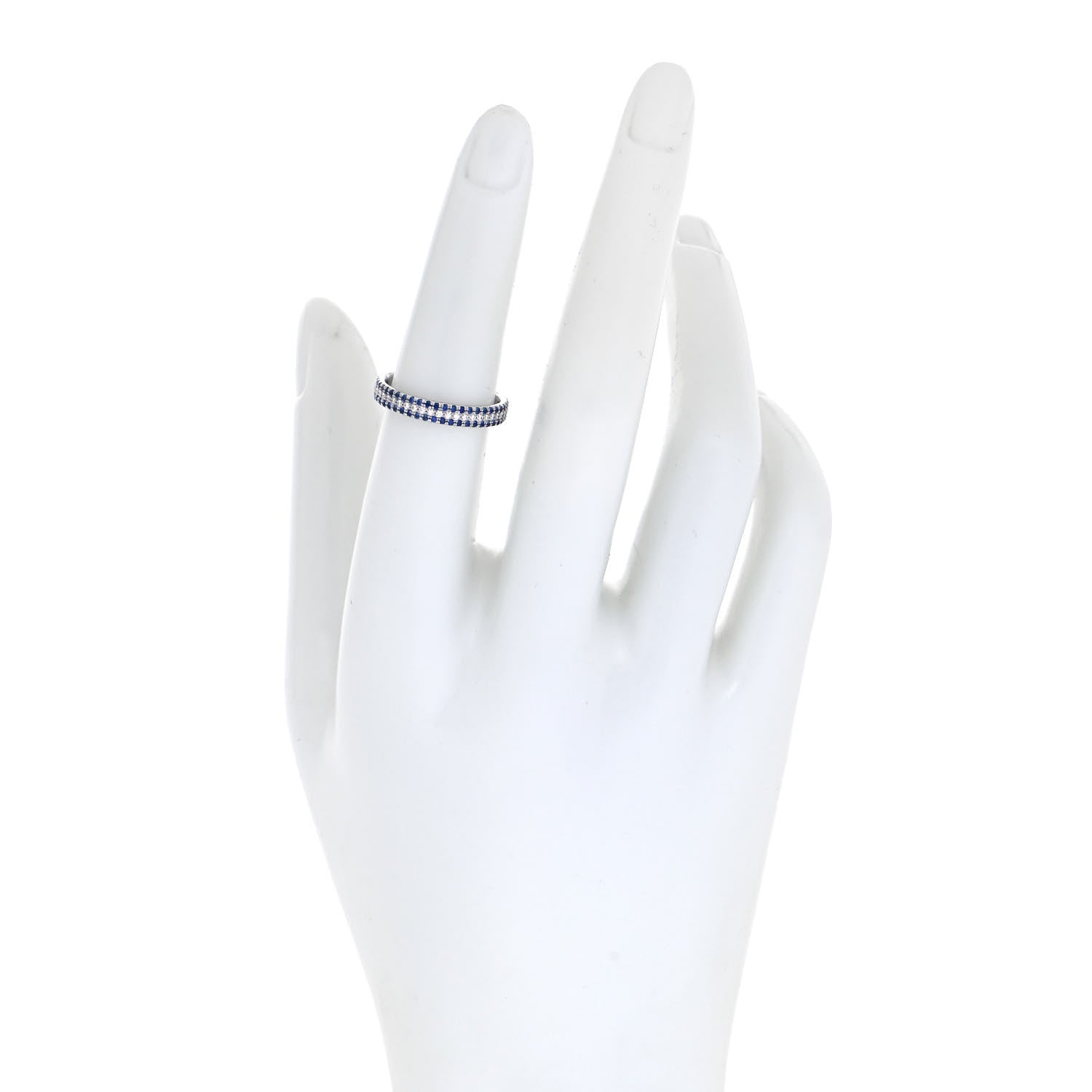 Tiffany 18K White Gold Diamond Blue Sapphire Embrace Ring 52 6 2 of 4