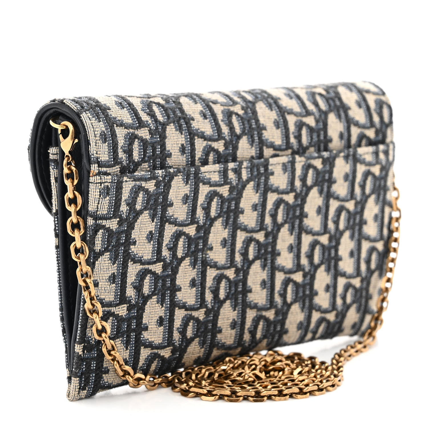 Christian Dior Oblique Saddle Chain Long Wallet Blue 4 of 12