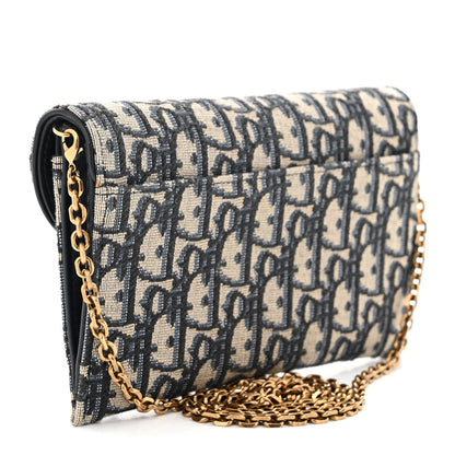 Christian Dior Oblique Saddle Chain Long Wallet Blue 4 of 12