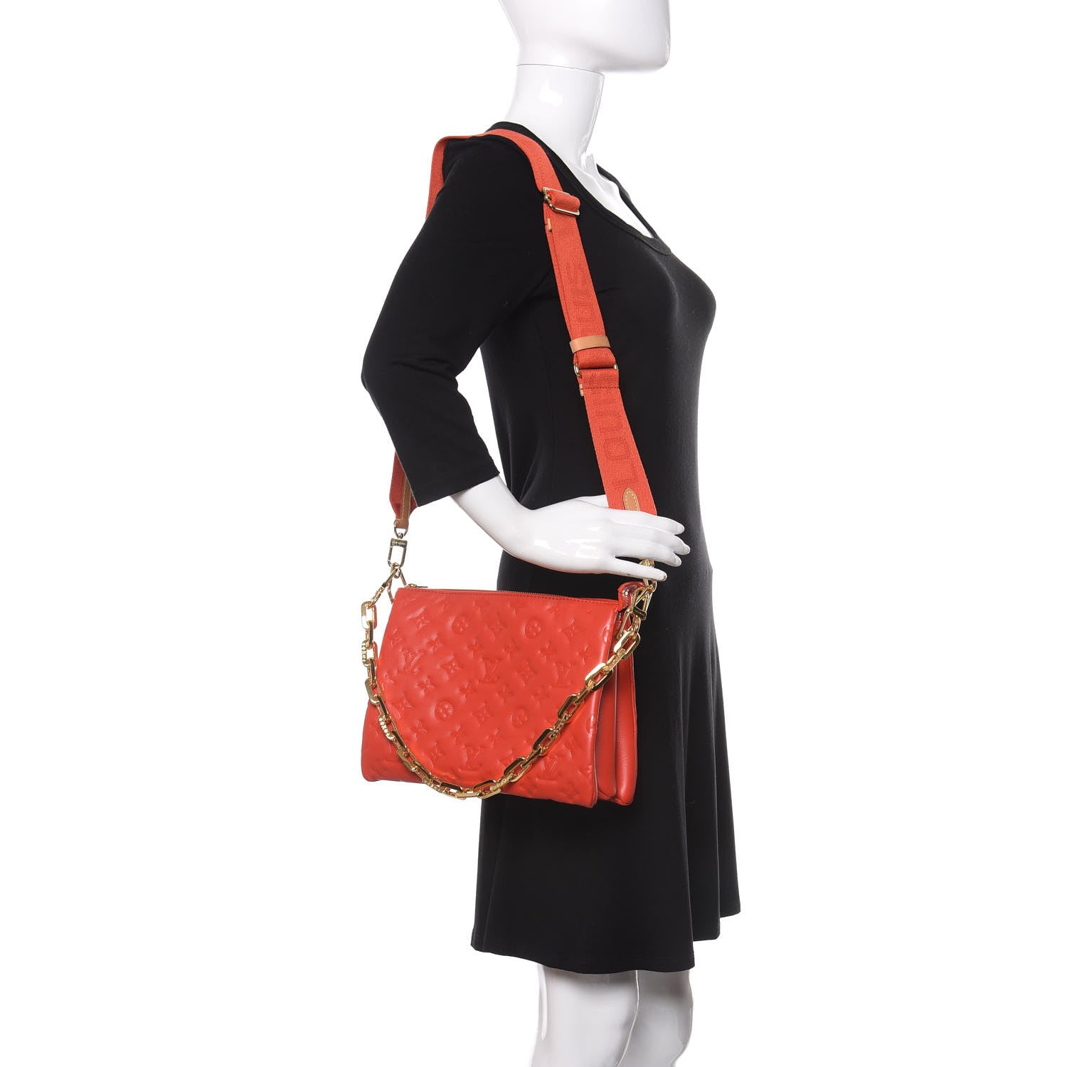 Louis Vuitton Lambskin Embossed Monogram Coussin PM Red 2 of 10