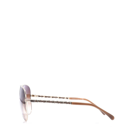 Chanel Lambskin Aviator Chain Sunglasses 4194-Q Gold 3 of 9