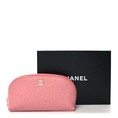 Chanel Lambskin Camellia Embossed Cosmetic Case Pink 10 of 11
