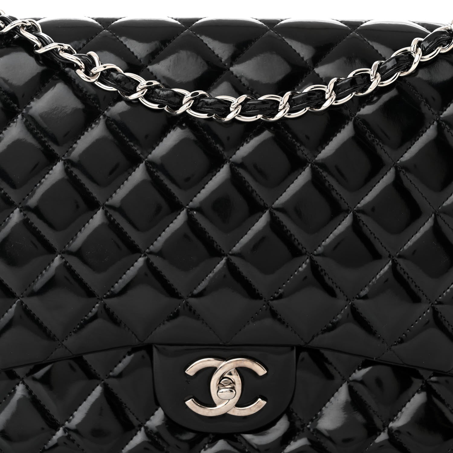 Chanel Patent Quilted Maxi Double Flap Black 8 of 11