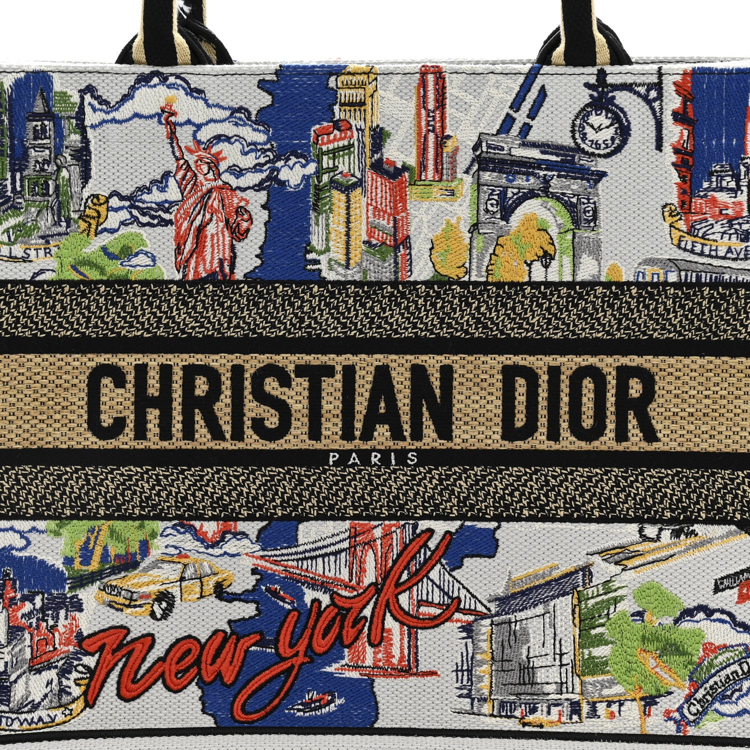 Christian Dior Canvas Embroidered Medium New York Book Tote Multicolor 8 of 13