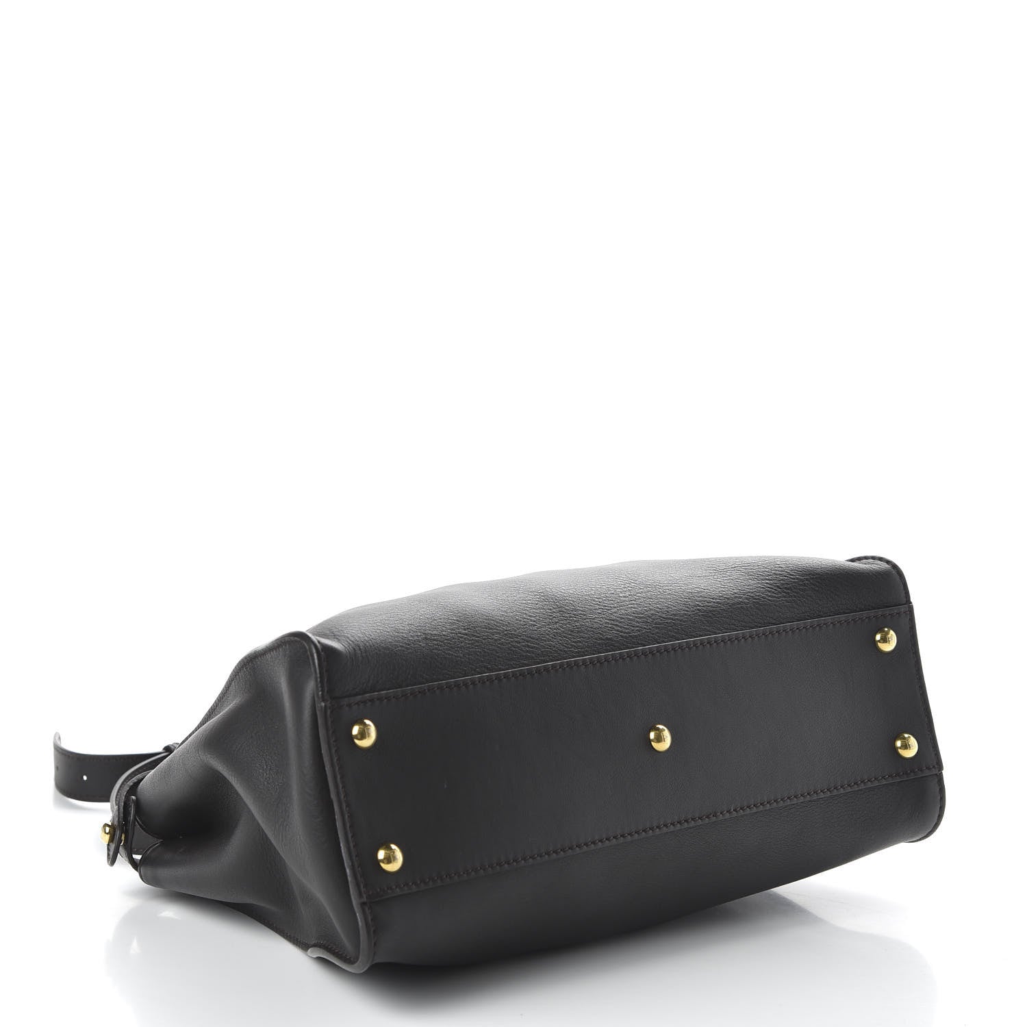 Fendi ENDI Vitello Seta Shiny Nappa Medium Peekaboo Iconic Satchel Dark Brown Purple 4 of 9