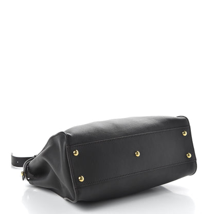 Fendi ENDI Vitello Seta Shiny Nappa Medium Peekaboo Iconic Satchel Dark Brown Purple 4 of 9
