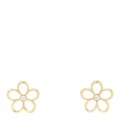 Tiffany 18K Yellow Gold Diamond Small Open Flower Earrings 1 of 4