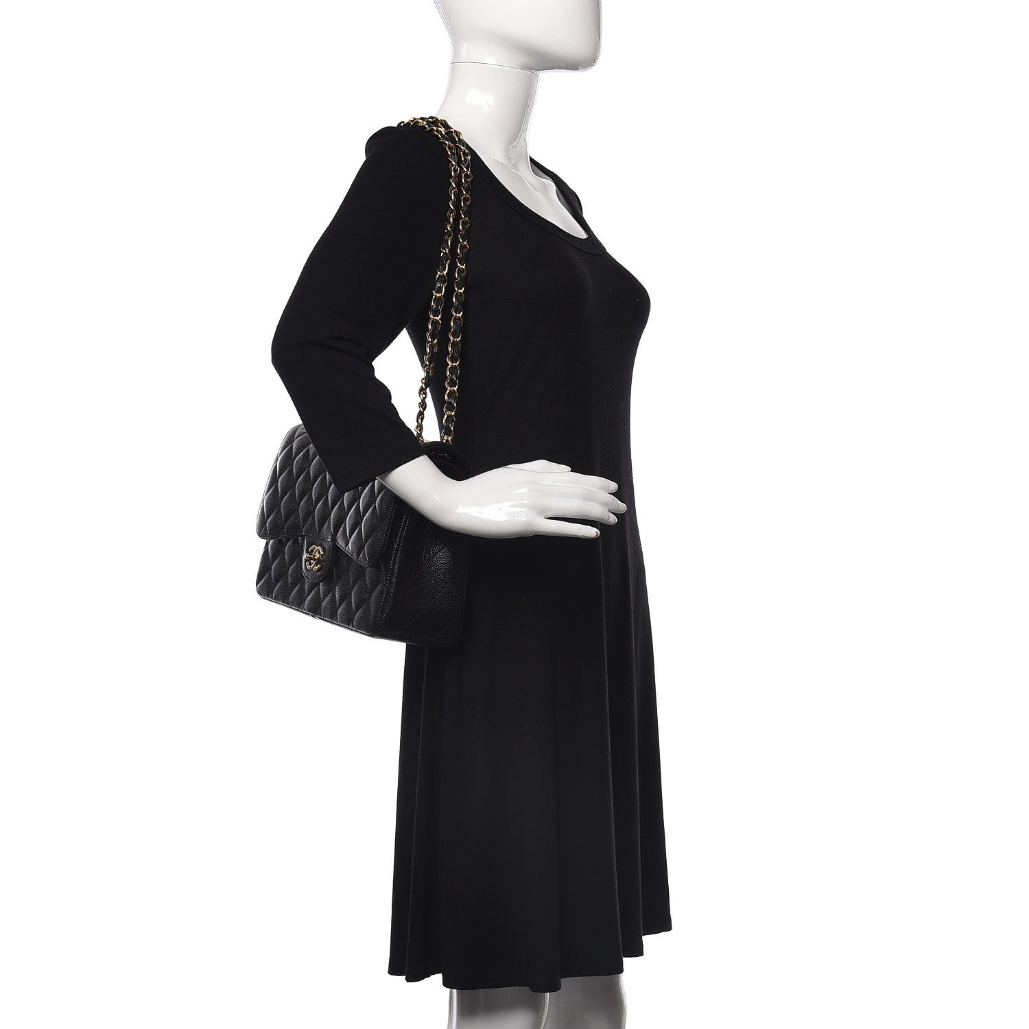 Chanel Caviar Quilted Jumbo Double Flap Black 2 of 10