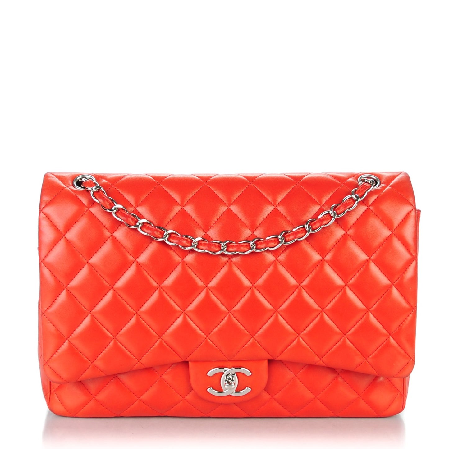 Lambskin Quilted Maxi Double Flap Red