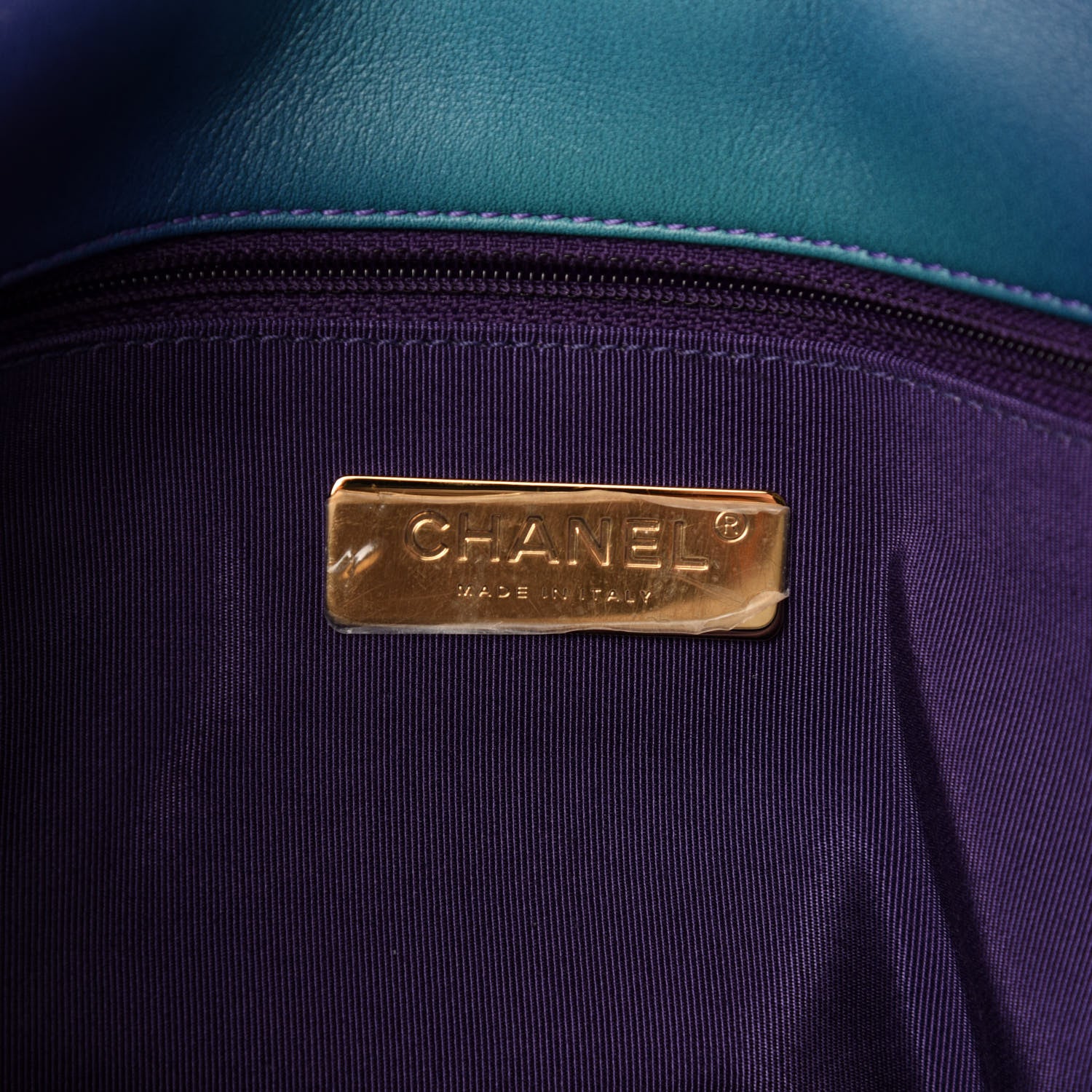 Chanel Tie Dye Calfskin Quilted Medium Chanel 19 Flap Blue Purple 8 of 10