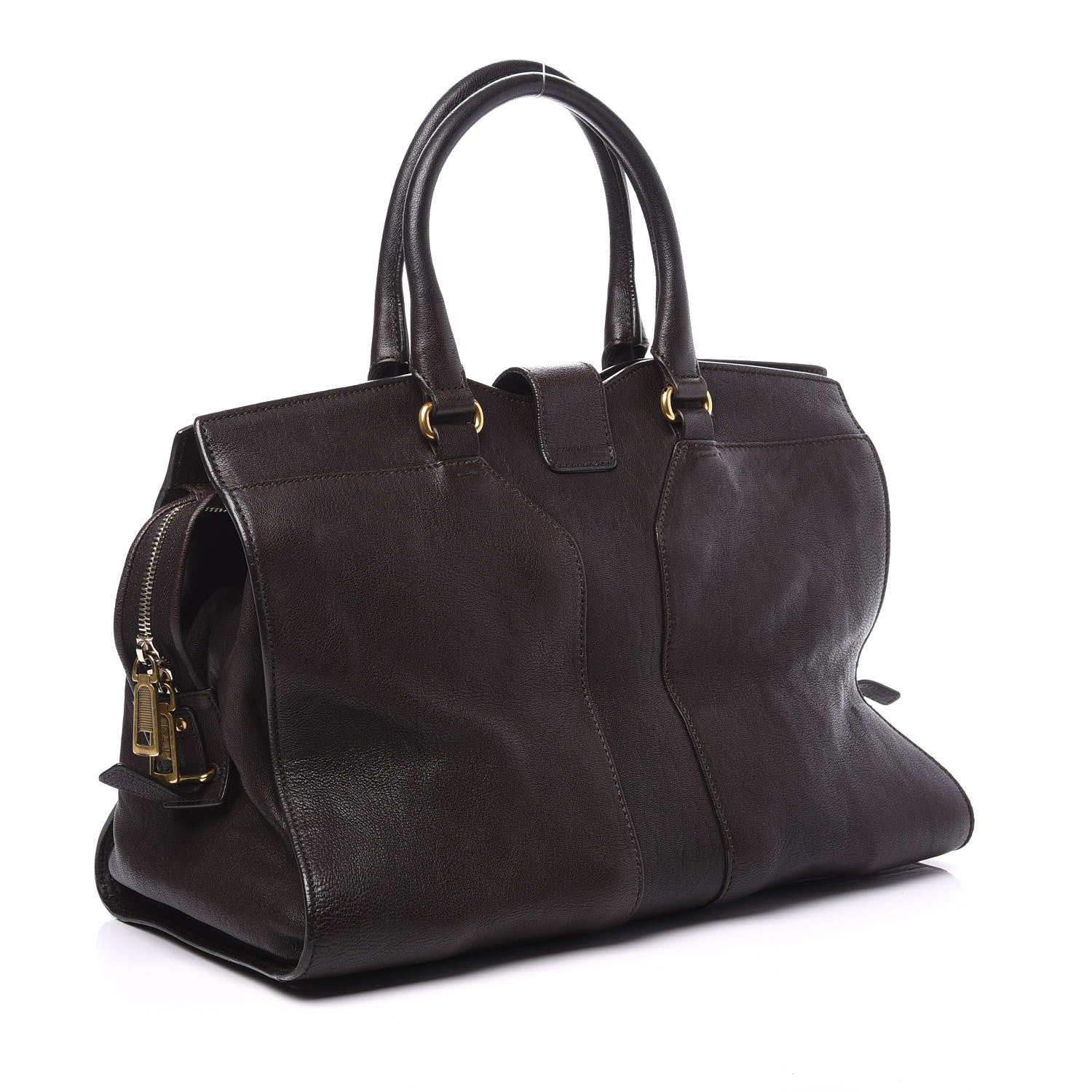 Saint Laurent Sheepskin Medium Cabas ChYc Dark Brown 2 of 9