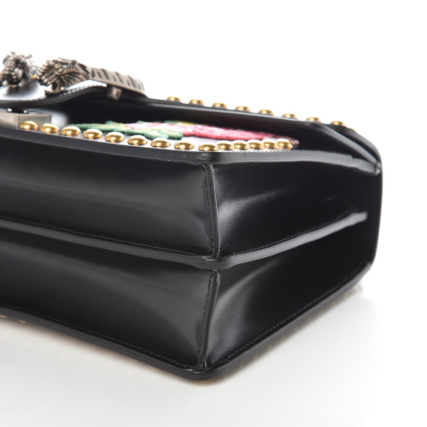 Gucci Calfskin Floral Embroidered Studded Small Dionysus Shoulder Bag Black 10 of 10