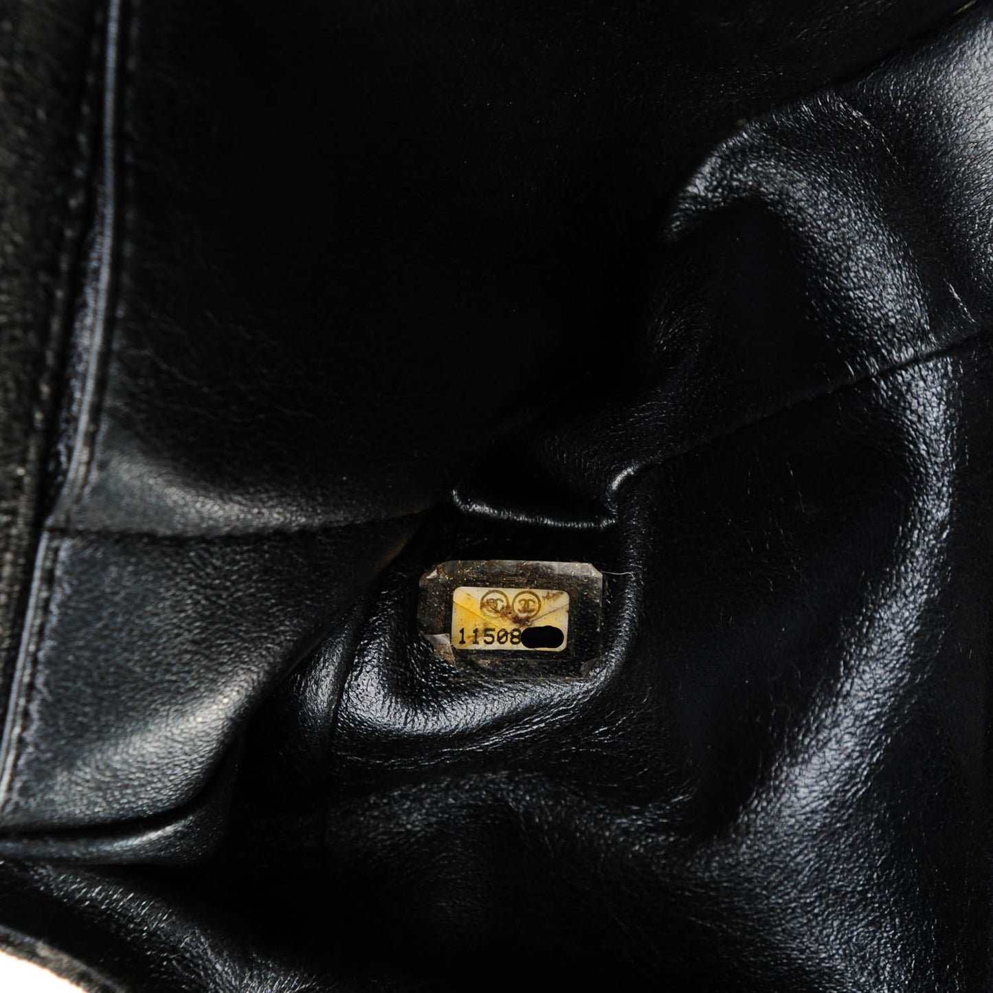 Crackled Calfskin Quilted East West Flap Black