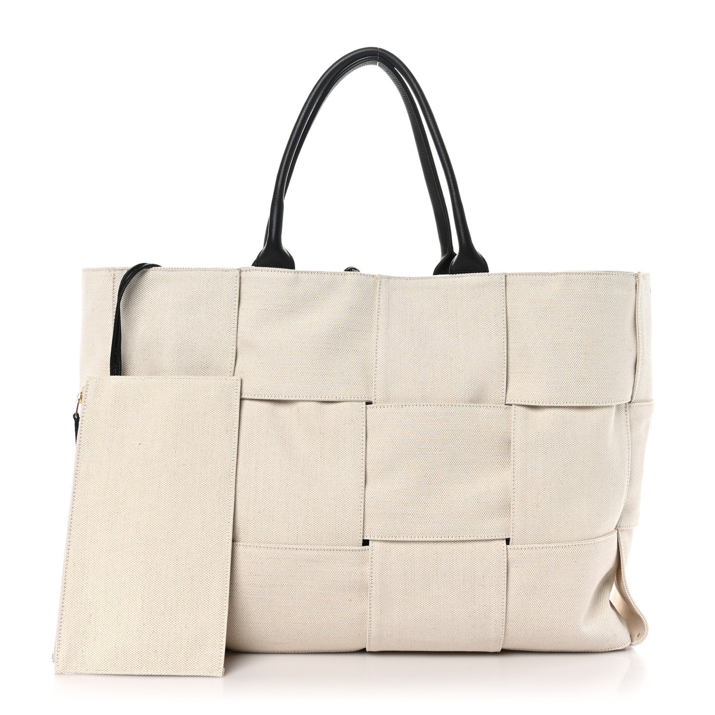 Canvas Intrecciato Large Arco Tote Beige Black