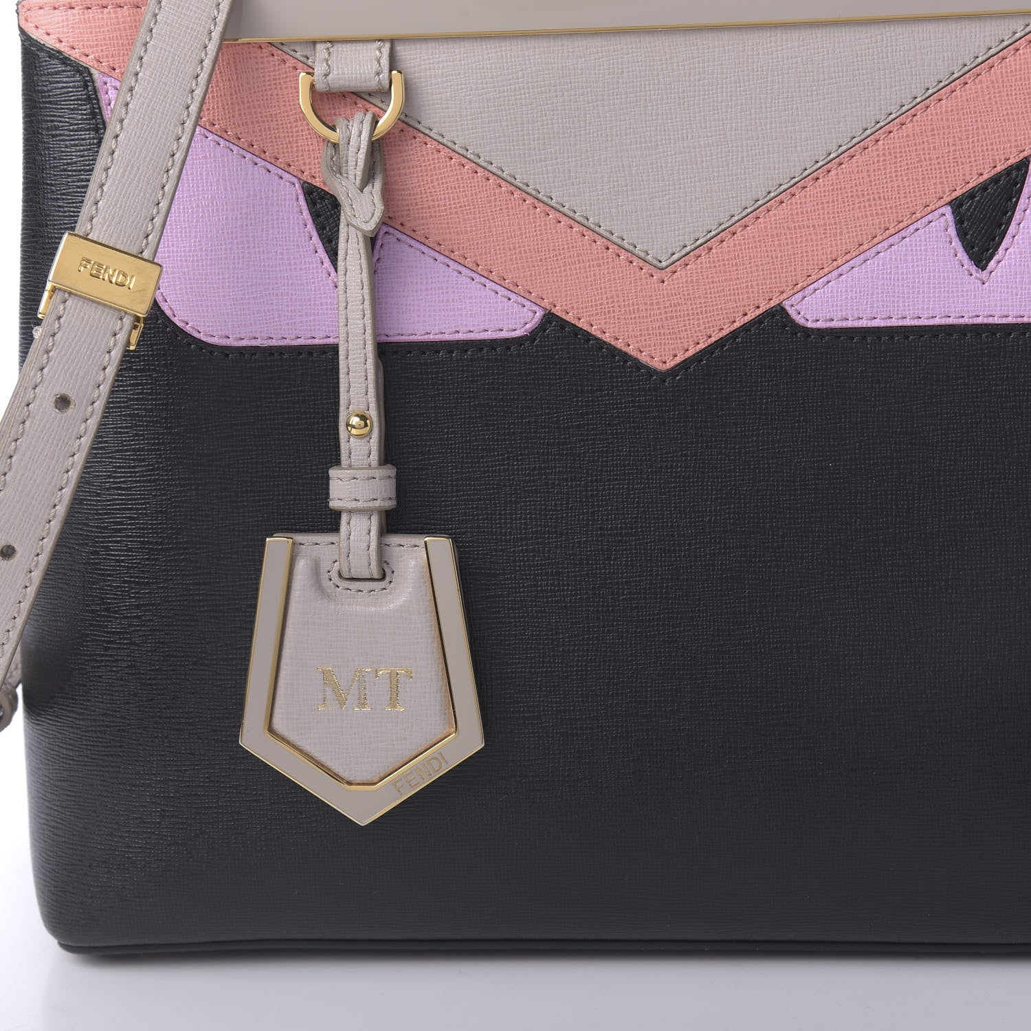 Fendi Vitello Elite Monster Petite 2Jours Tote Multicolor Black Grigio Polvere Multicolor 9 of 9