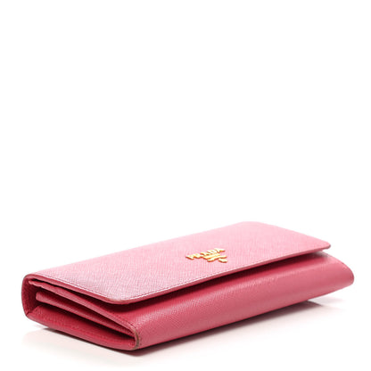 Prada Saffiano Metal Continental Flap Wallet Peonia 4 of 12