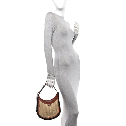 Chloe Calfskin Raffia Embroidered Small Darryl Hobo Sepia Brown 2 of 10