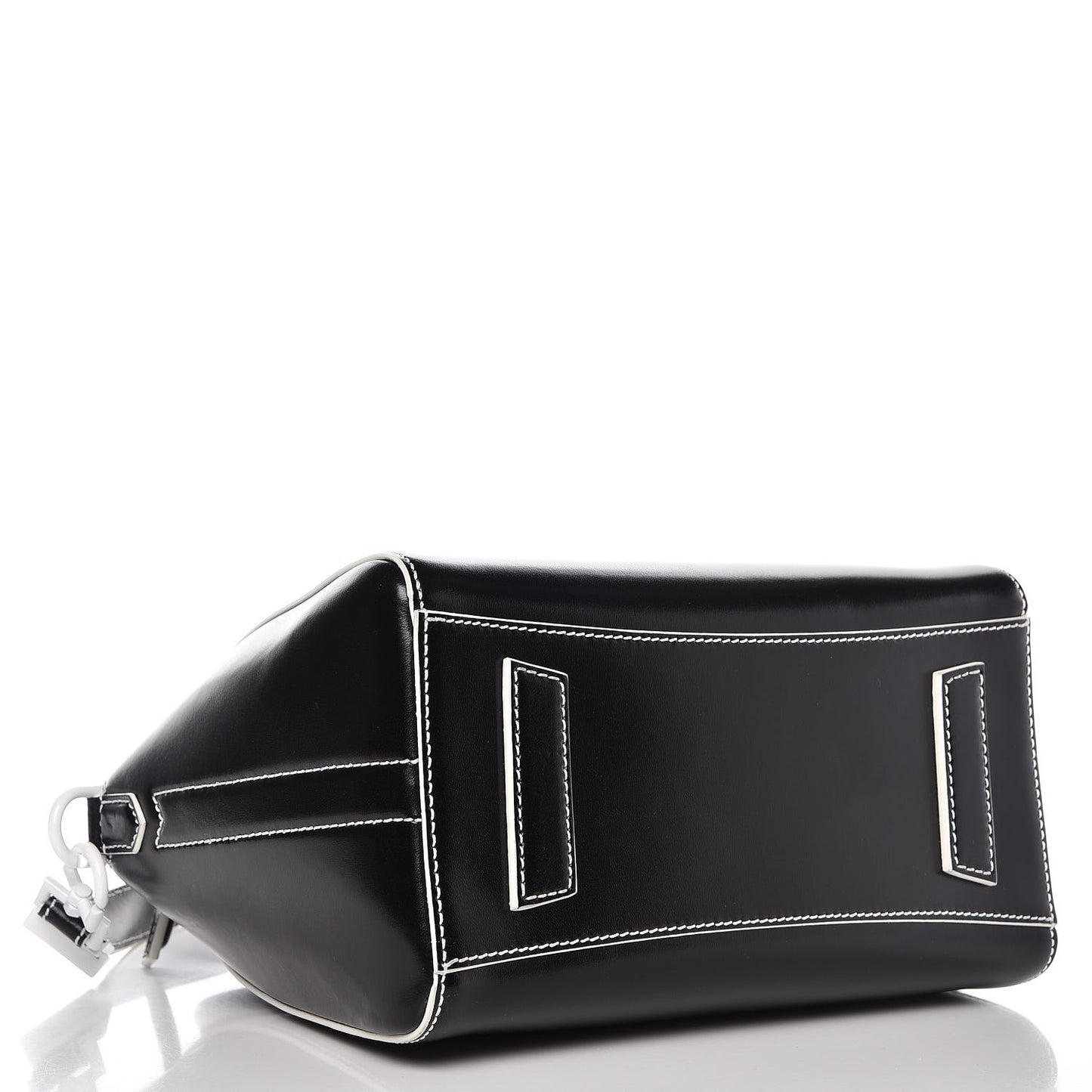 Calfskin Contrast Topstitch Small Antigona Black White