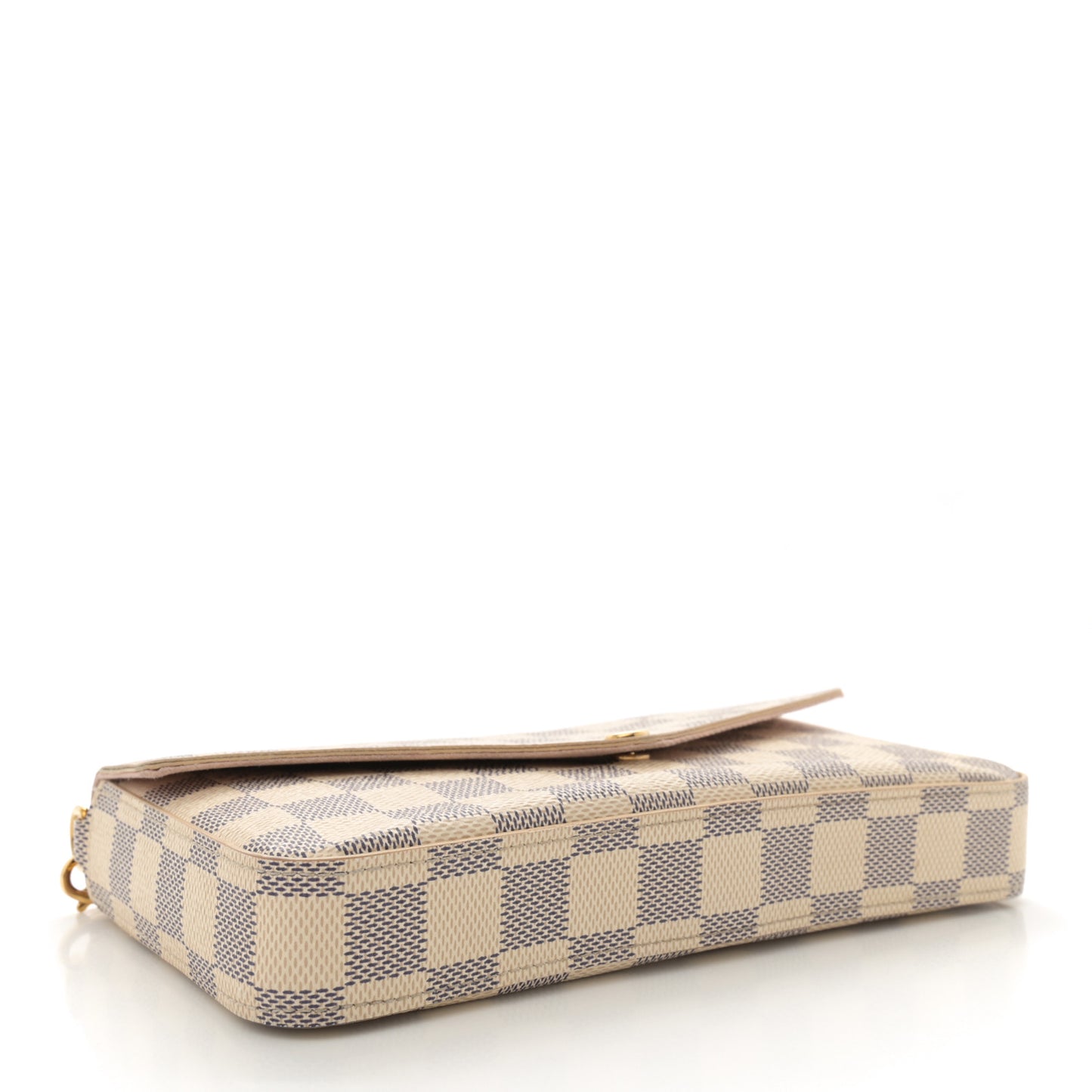 Damier Azur Pochette Felicie Chain Wallet Rose Ballerine