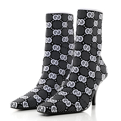 Gucci Technical Jersey Knit GG Monogram Square G 75mm Ankle Boots 38 Black Great White 3 of 8