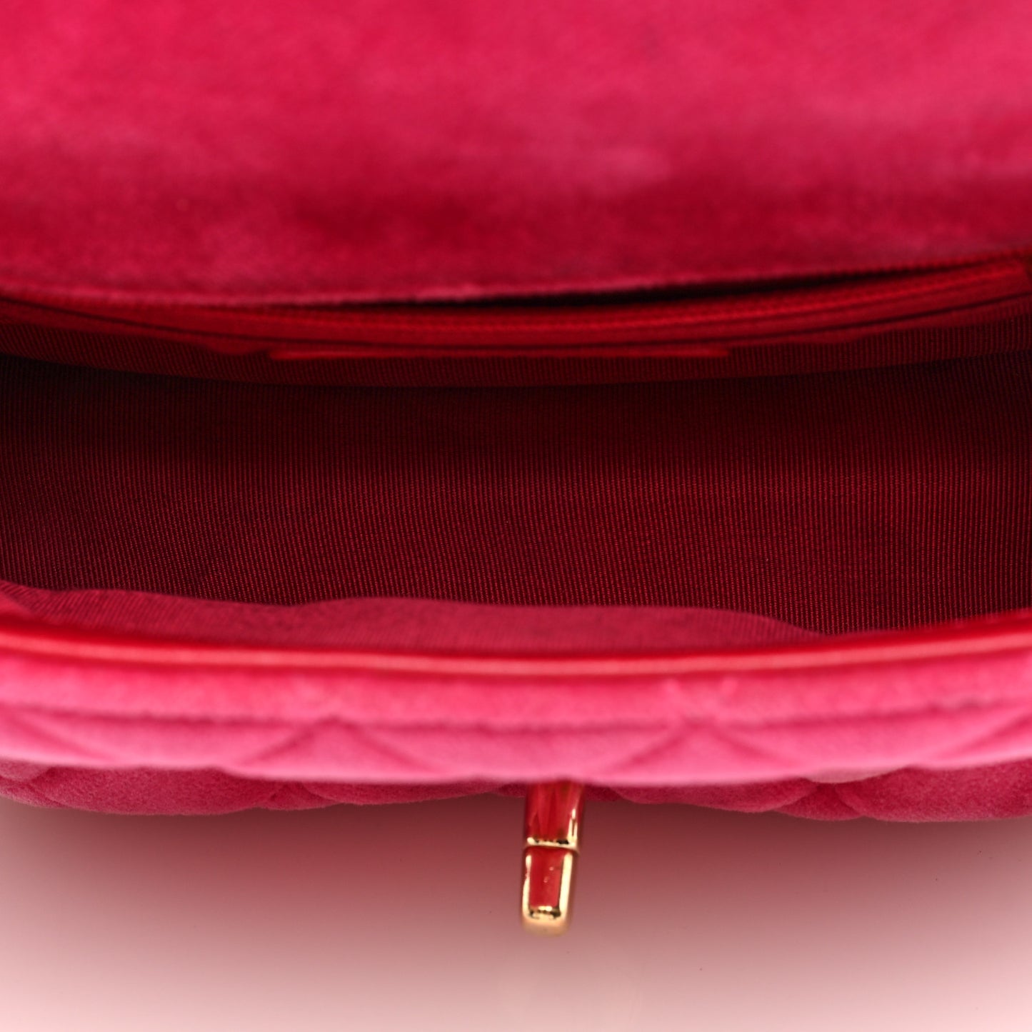 Velvet Quilted Mini Square Pearl Crush Flap Fuchsia