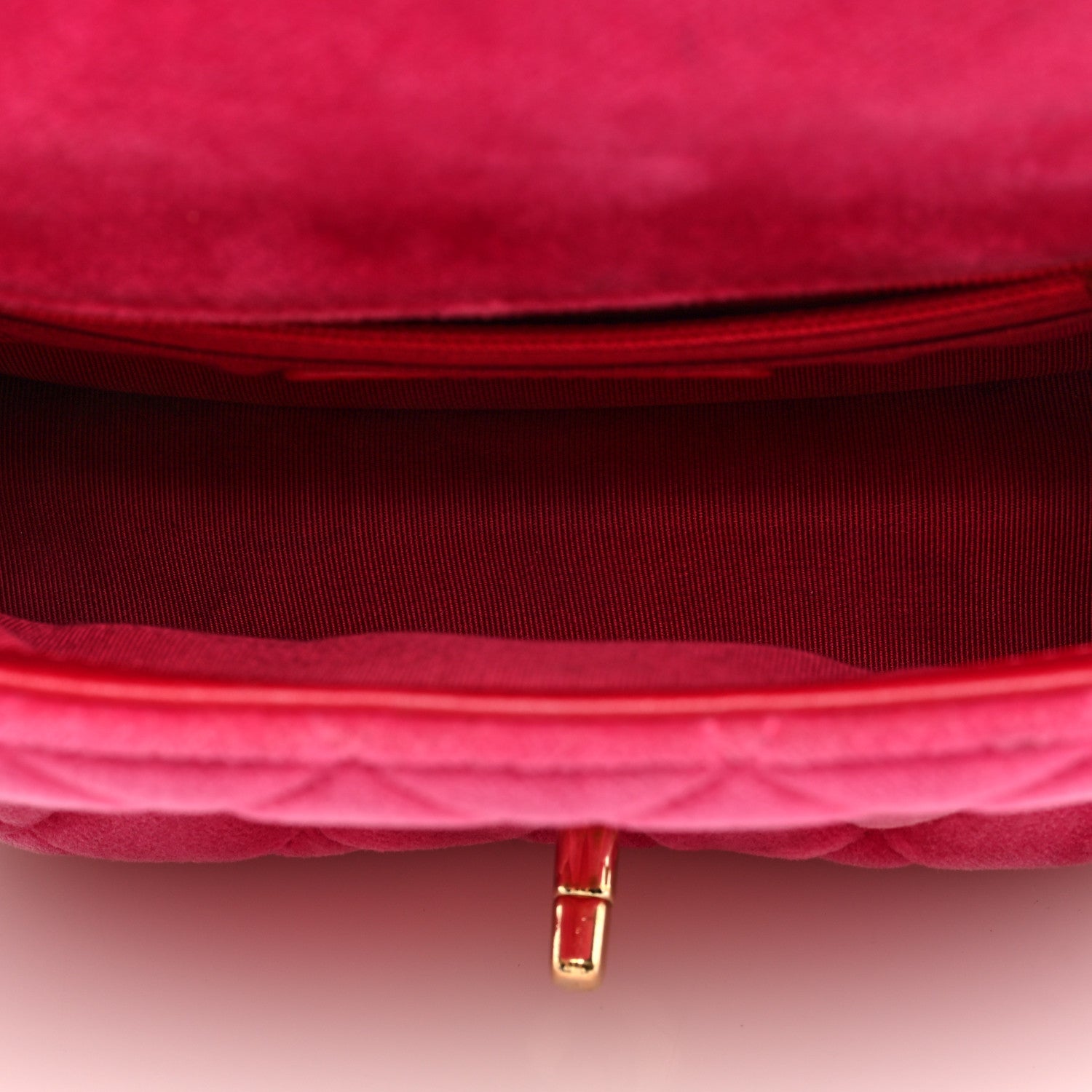 Chanel Velvet Quilted Mini Square Pearl Crush Flap Fuchsia 5 of 10