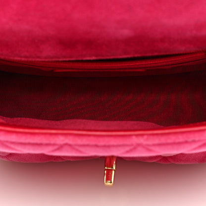 Chanel Velvet Quilted Mini Square Pearl Crush Flap Fuchsia 5 of 10