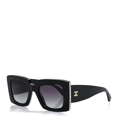 Chanel Acetate Pearl Rectangle Sunglasses 5480-H Black 1 of 8