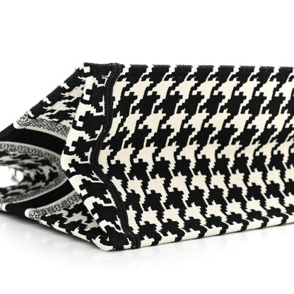 Christian Dior Canvas Macro Houndstooth Embroidered Medium Book Tote Black White 9 of 10