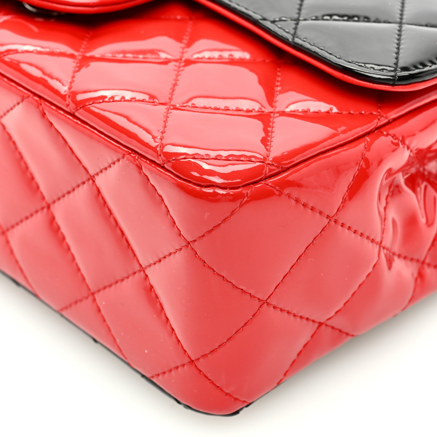 Chanel Patent Calfskin Quilted Bi-Color Mini Rectangular Flap Red Black 10 of 10