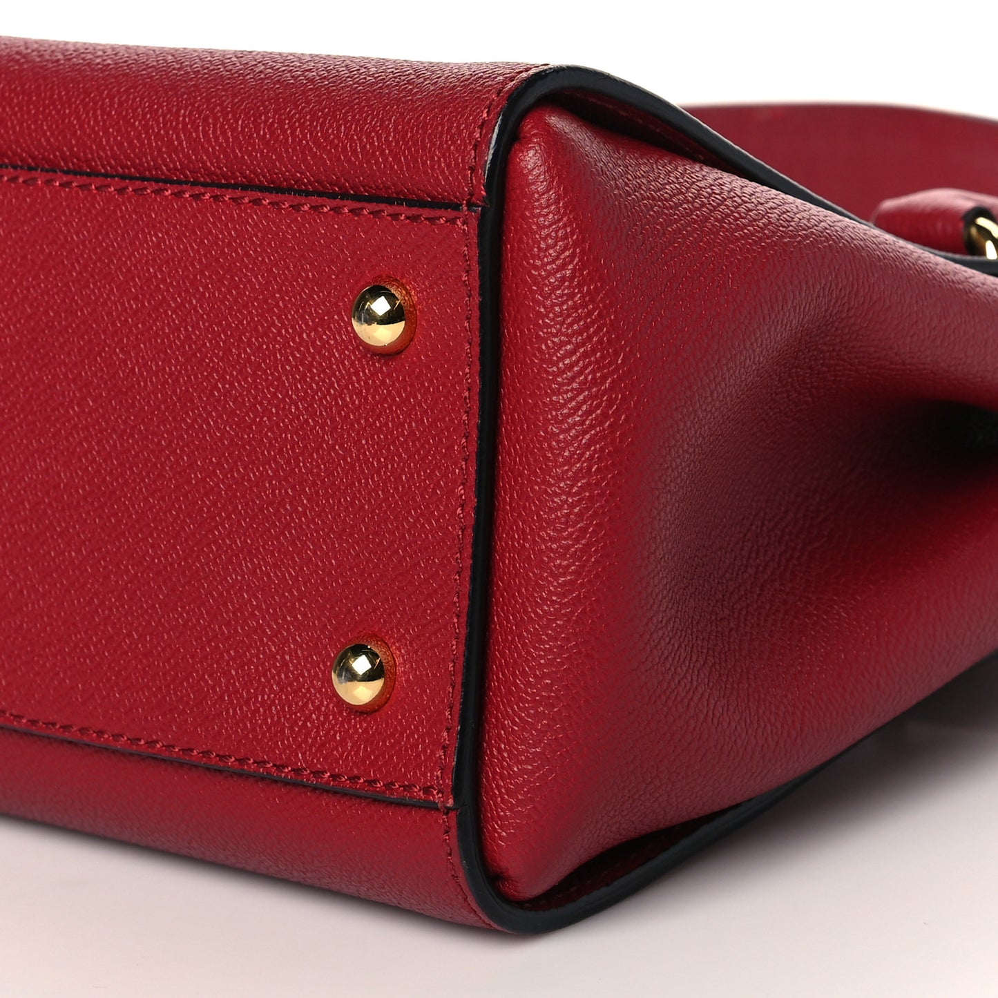Soft Grain Calfskin Small Buckle Tote Parade Red