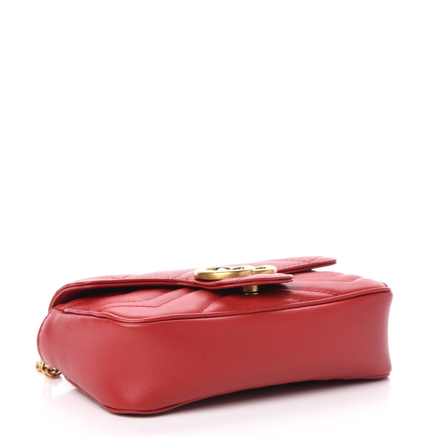 Gucci Calfskin Matelasse Super Mini GG Marmont Shoulder Bag Hibiscus Red 4 of 11