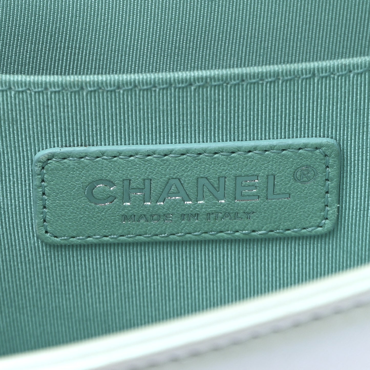 Iridescent Lambskin Chevron Quilted Medium Boy Flap Turquoise