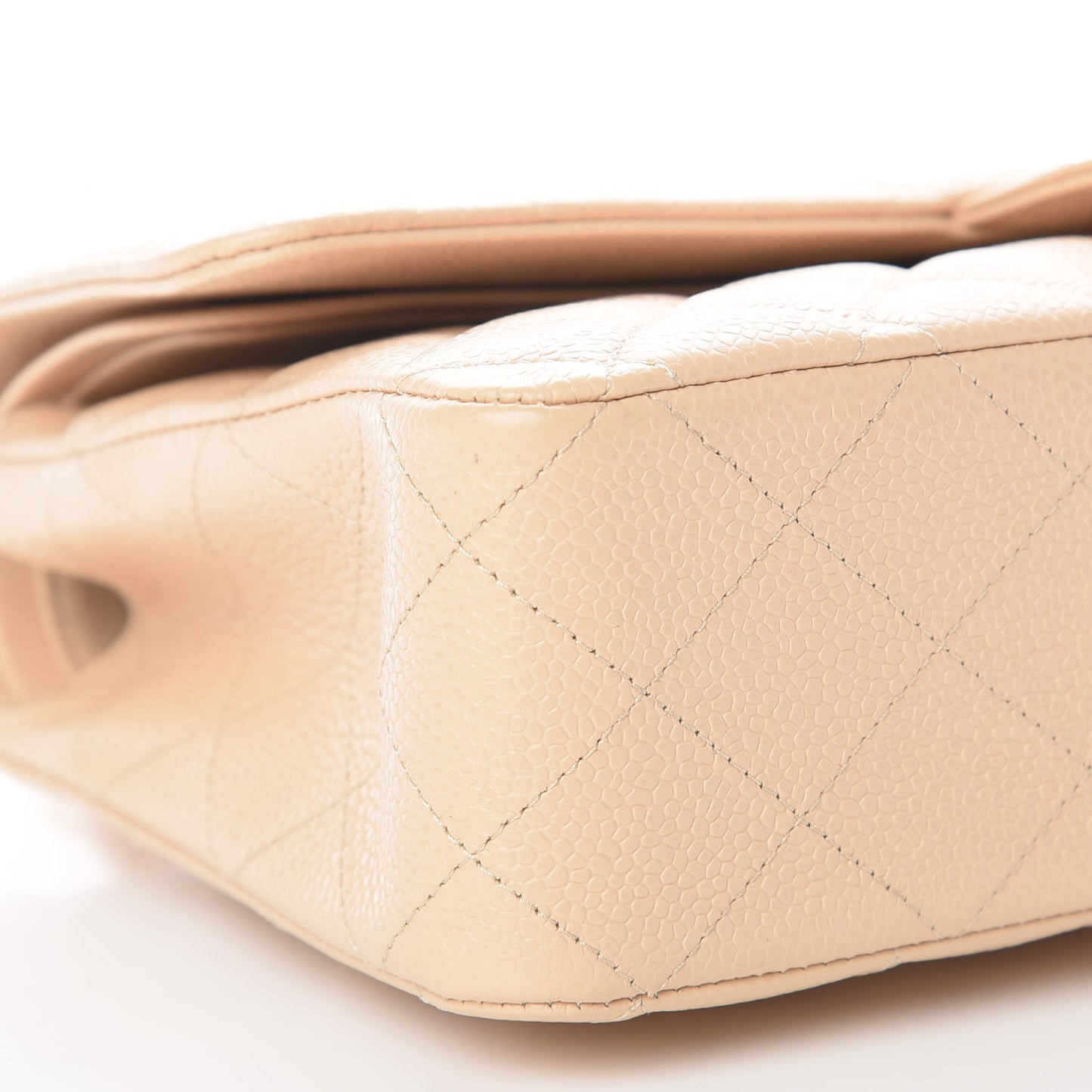 Caviar Quilted Medium Double Flap Beige Clair