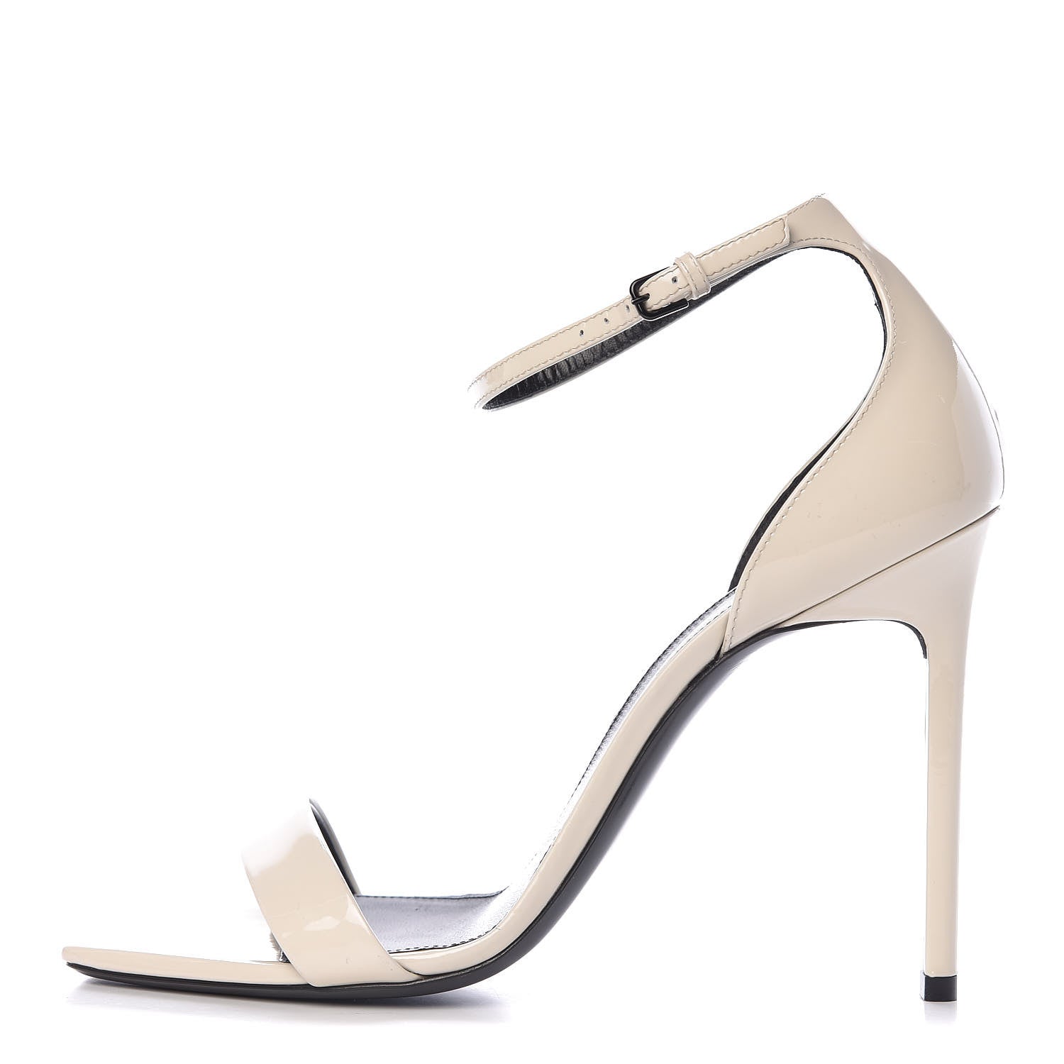 Saint Laurent Patent Calfskin Amber 105 Ankle Strap Sandals 41 White 1 of 8