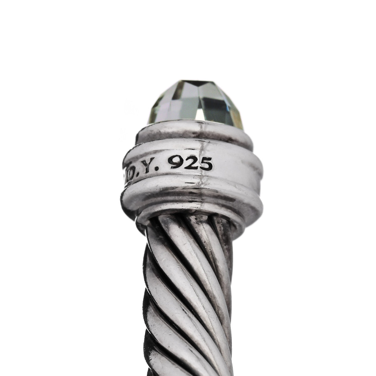 Sterling Silver Diamond Prasiolite 5mm Cable Classics Bracelet